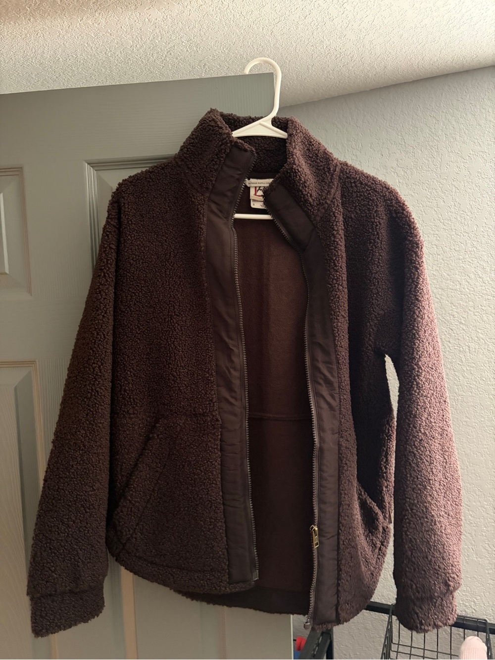 Women’s Brown Sherpa Zip-Up Jacket